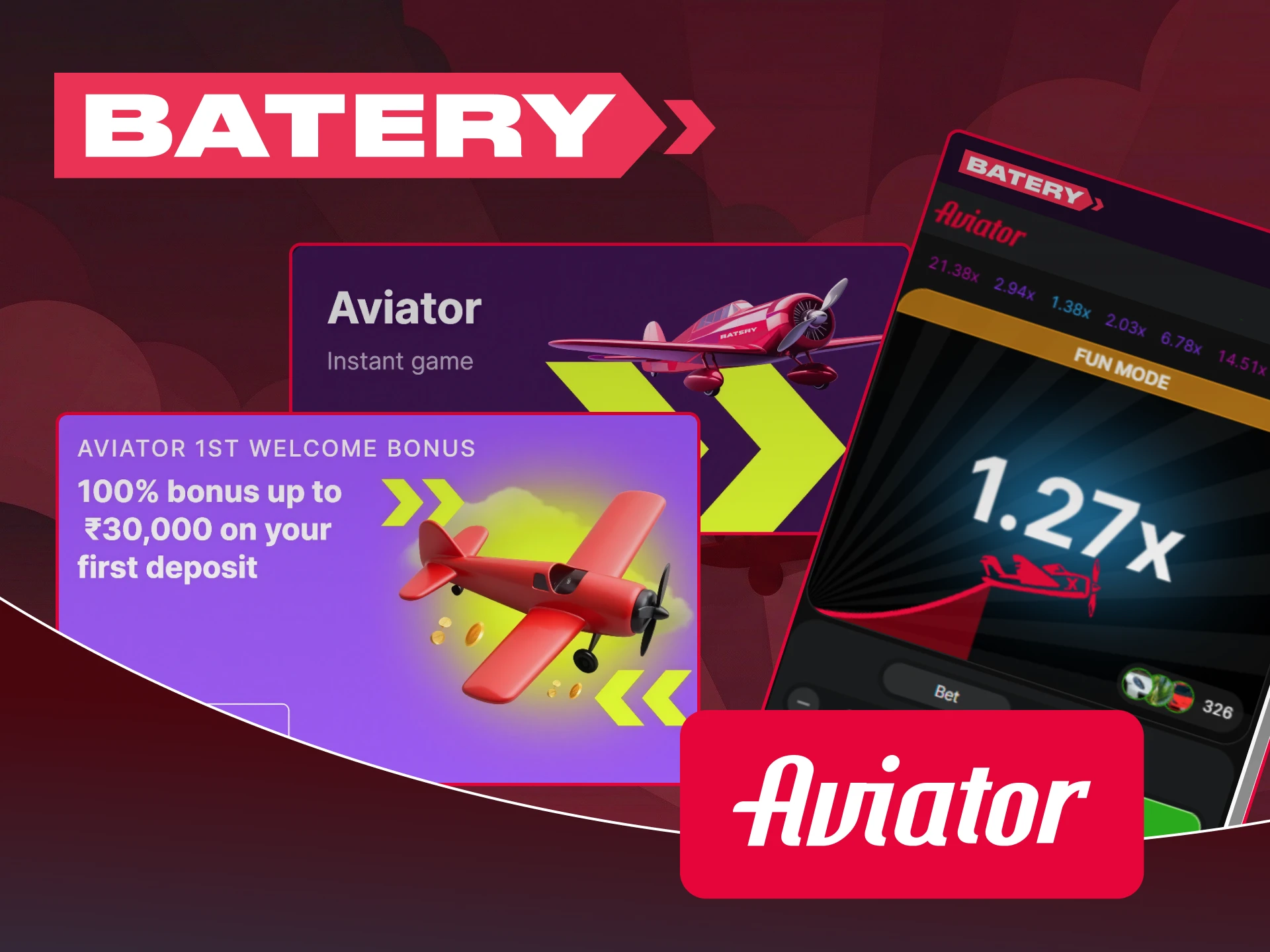 Register at Batery Casino and place your first Aviator bet today.